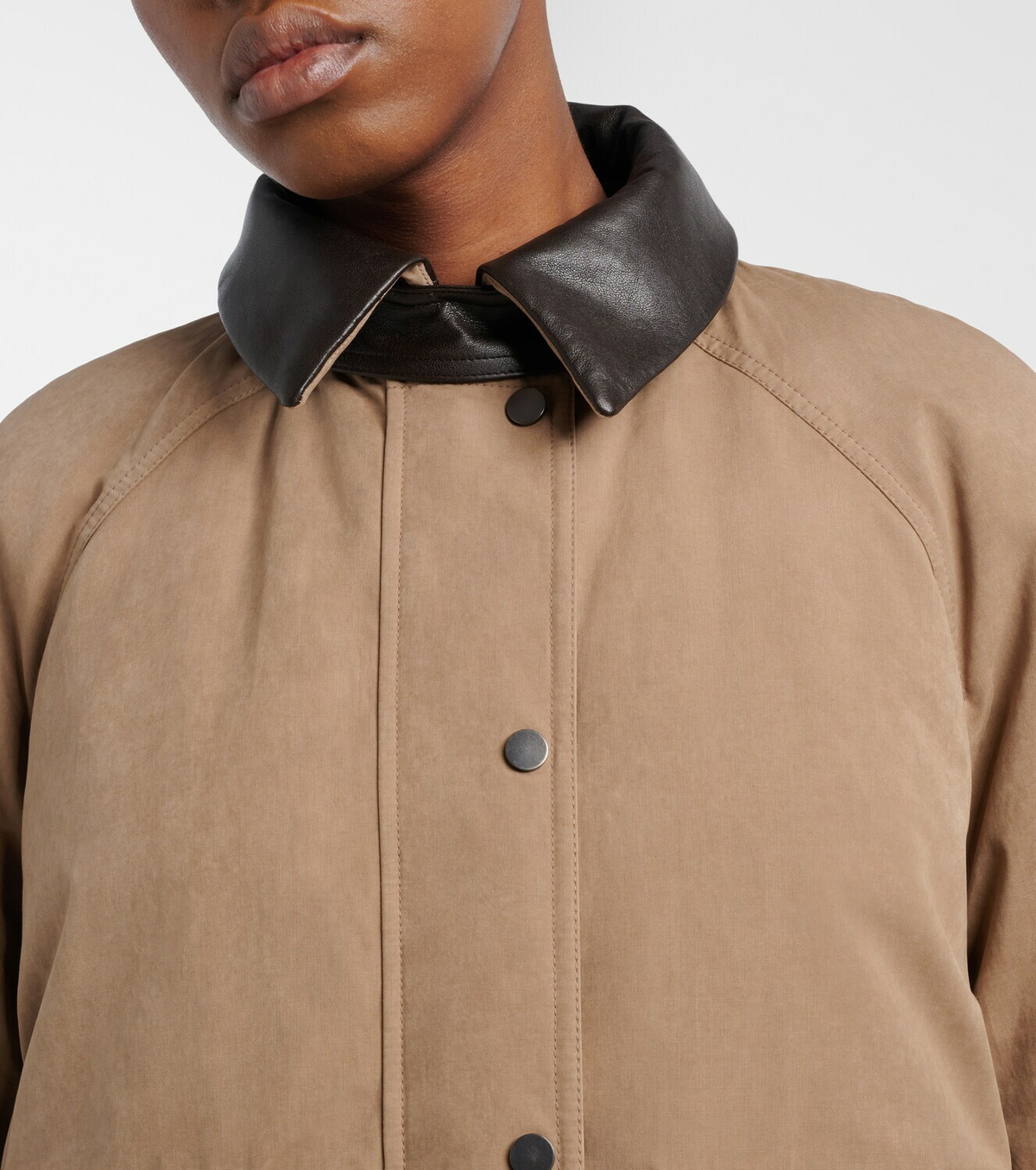 Brunello Cucinelli Leather-trimmed padded jacket