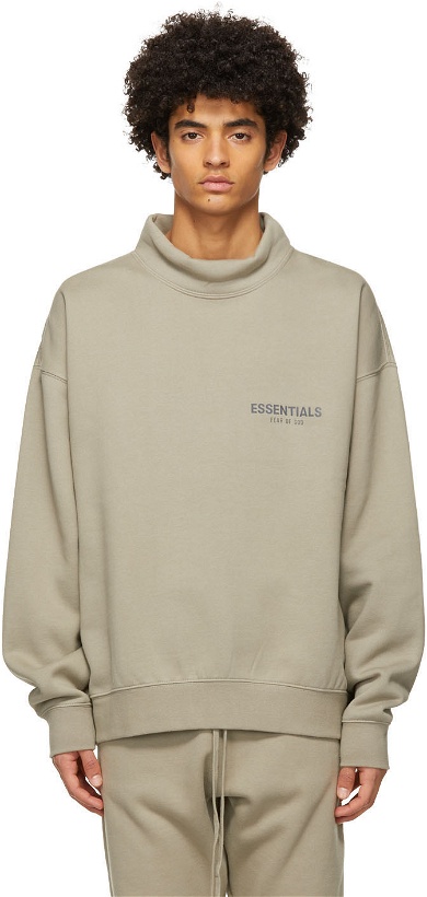 Photo: Essentials Grey Pullover Mock Neck Sweatshirt