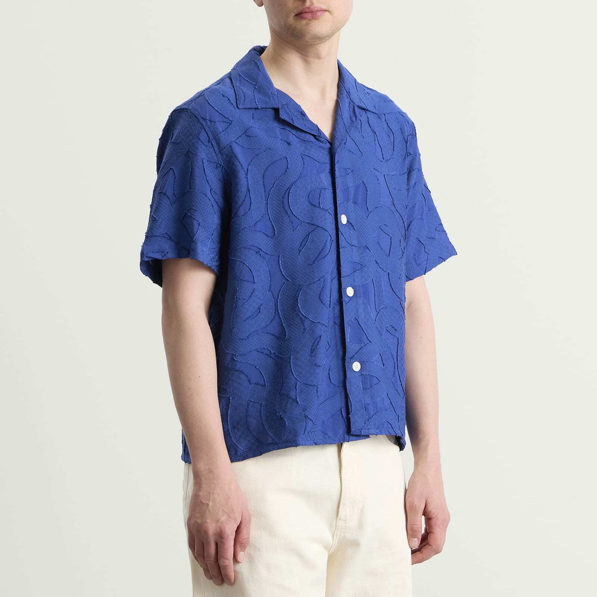 Wax London Men's Curzon Jacquard Vacation Shirt in Blue
