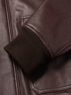 Mr P. - Shearling-Trimmed Full-Grain Leather Blouson Jacket - Purple