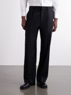 ssstein - Straight-Leg Pleated Wool-Blend Flannel Trousers - Black