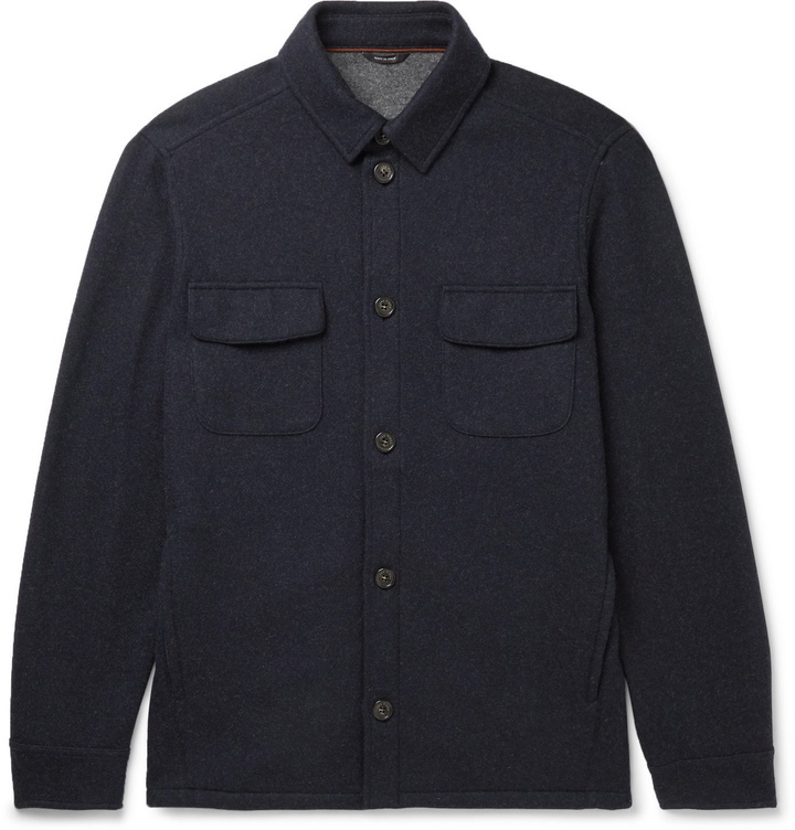 Photo: Loro Piana - Mélange Cashmere-Blend Overshirt - Blue