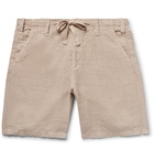 Hartford - Slim-Fit Linen-Chambray Drawstring Shorts - Men - Beige