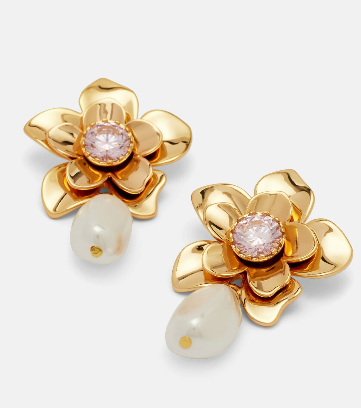 Self-Portrait Flower embellished drop earrings