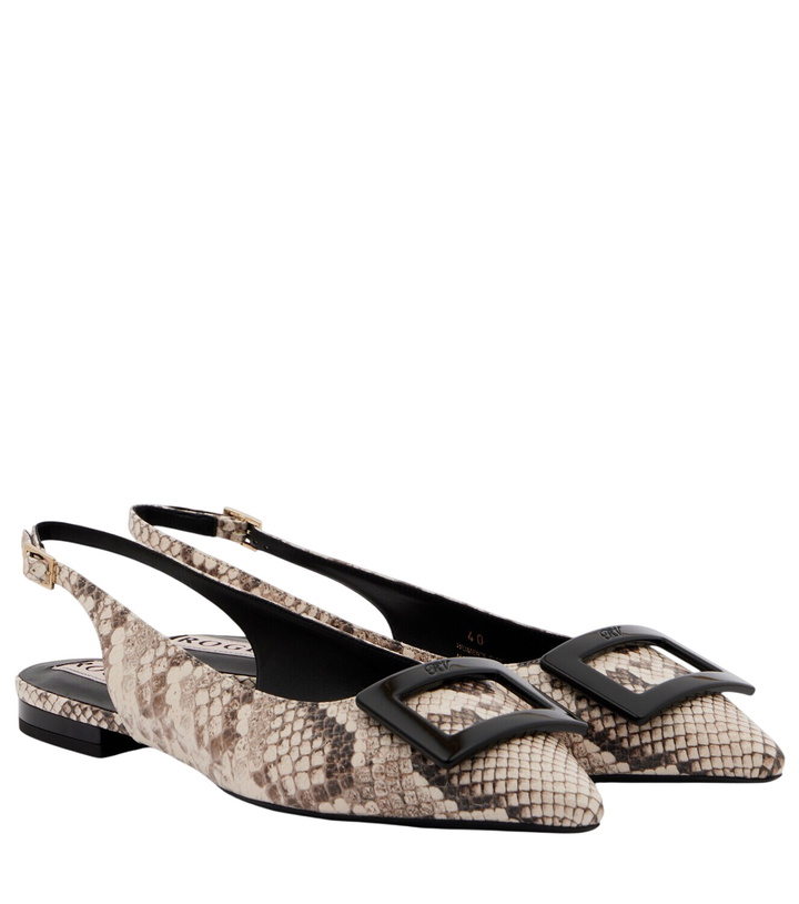 Photo: Roger Vivier Gommettine snake-effect leather slingback flats