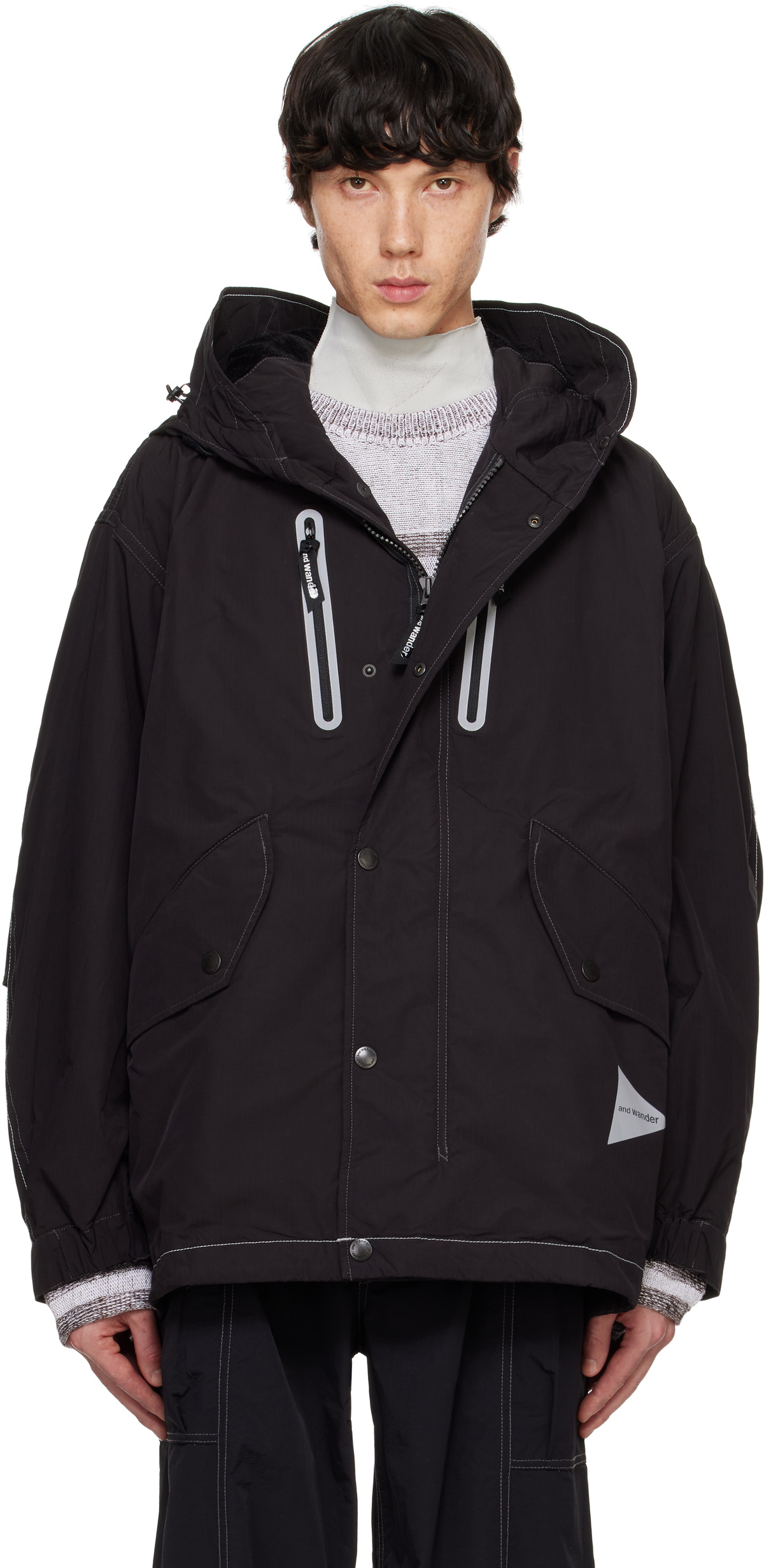 and wander Black Fishtail Octa Jacket and Wander