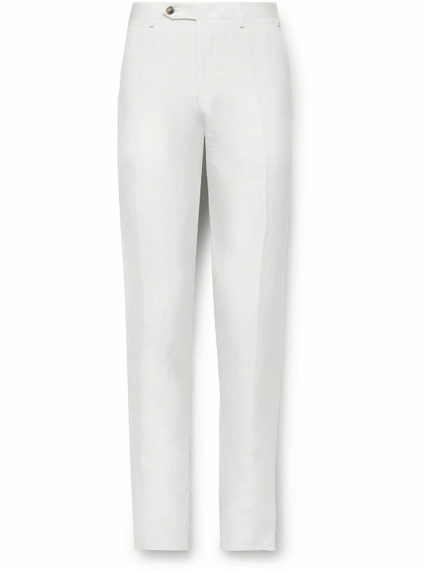 Photo: Canali - Straight-Leg Linen and Silk-Blend Trousers - White
