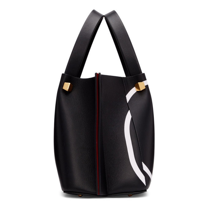 Valentino Black Pebbled Leather V-Logo Escape Small Convertible Tote Bag