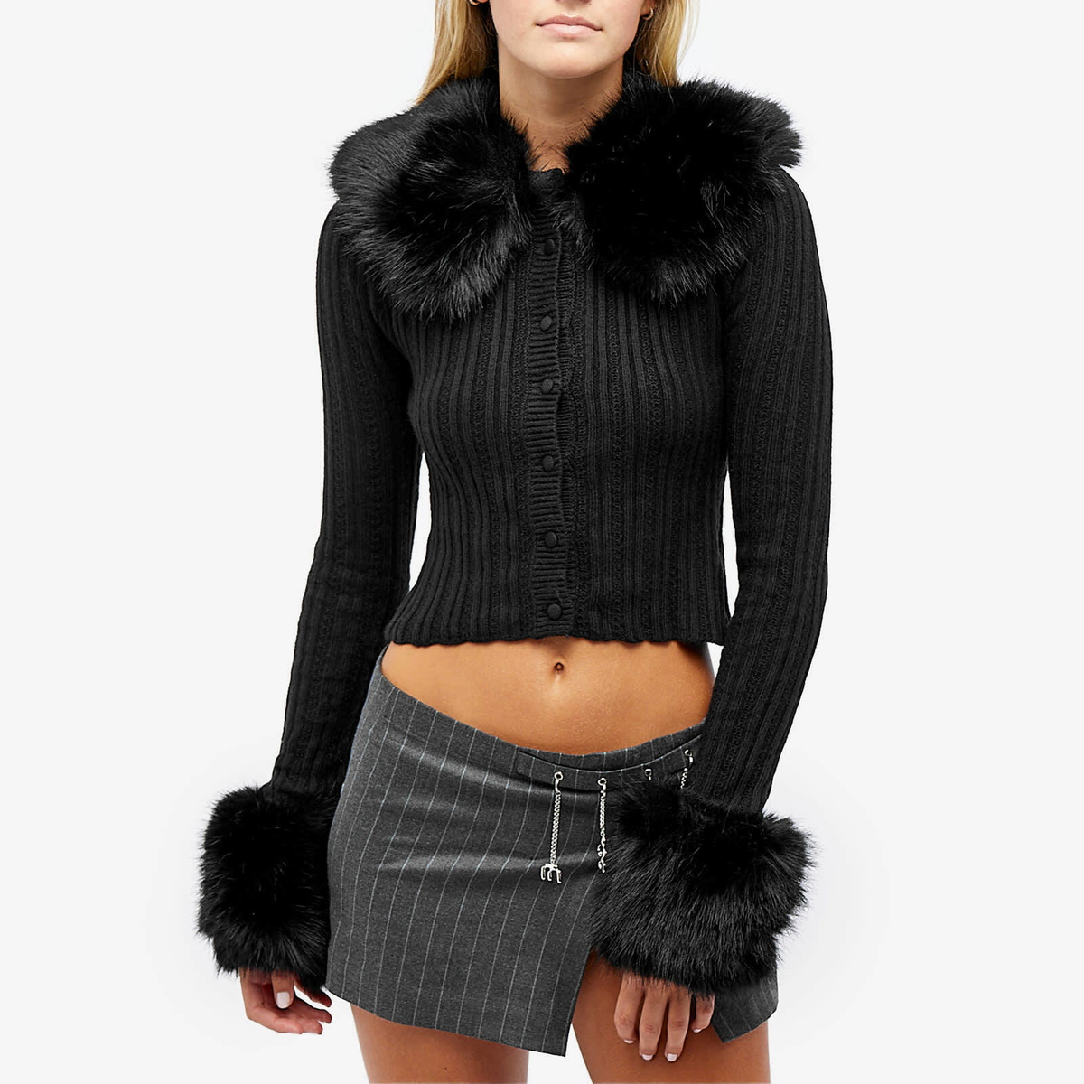 Fluffy Pointelle Knit Sweater