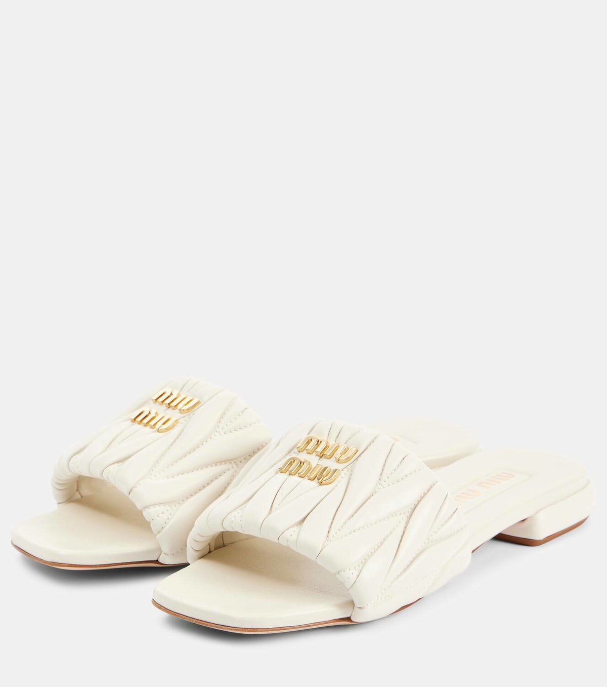 Miu Miu Logo matelassé leather slides