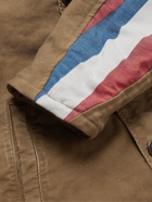 VISVIM - Deckhand Albacore Stripe and Shearling-Trimmed Cotton Jacket - Brown