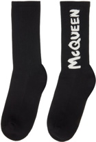Alexander McQueen Black & Off-White Graffiti Socks