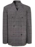 Balenciaga - Oversized Double-Breasted Checked Woven Blazer - Gray