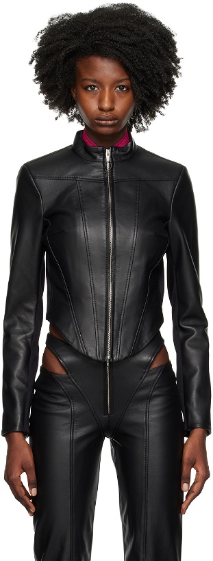 Photo: MISBHV Black Paneled Leather Jacket