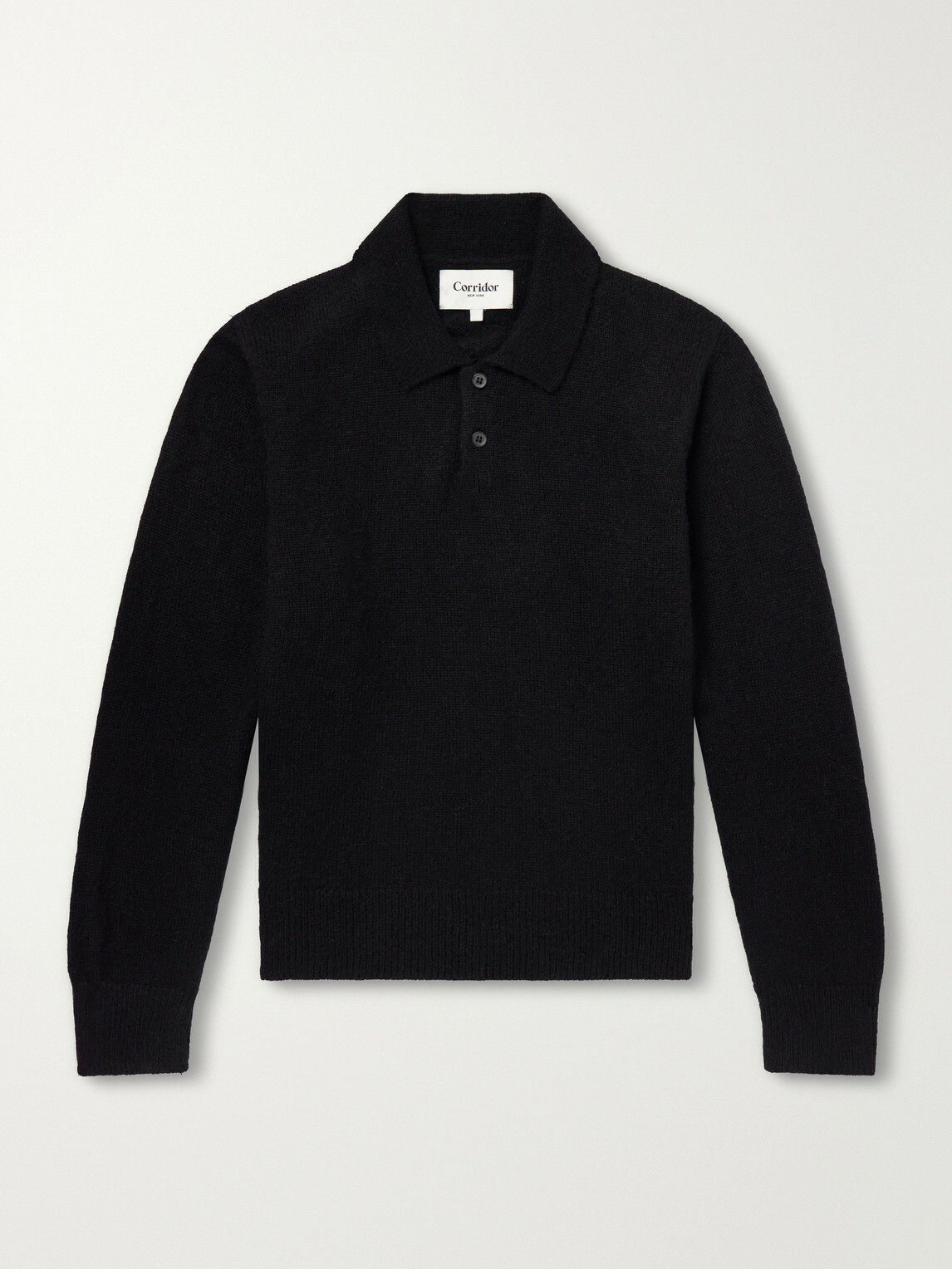 Corridor - Woven Alpaca-Blend Polo Sweater - Black