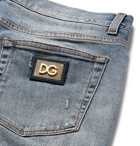 Dolce & Gabbana - Skinny-Fit Distressed Stretch-Denim Jeans - Men - Light denim