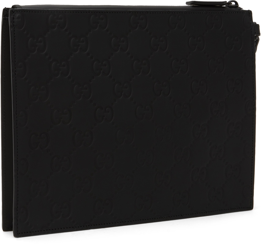 GUCCI ブラック GGパターン ポーチ Gucci Black GG Rubber Effect Pouch Gucci