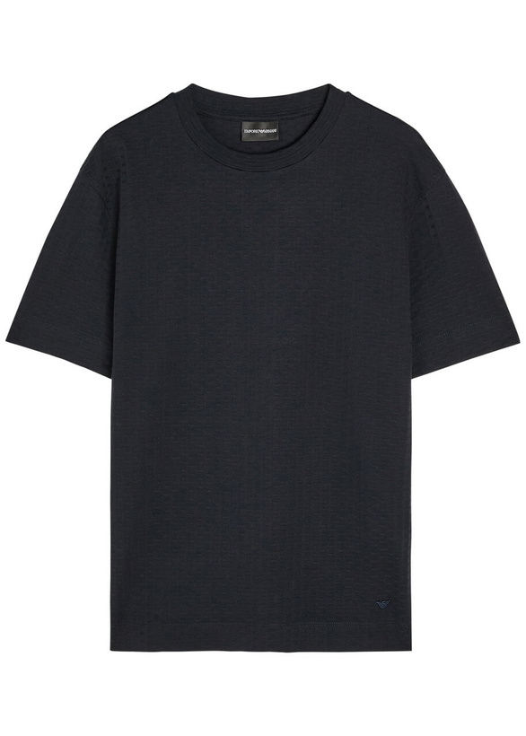 Photo: Emporio Armani Jacquard Logo-embroidered Cotton T-shirt Navy
