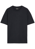 Emporio Armani Jacquard Logo-embroidered Cotton T-shirt Navy