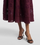 Self-Portrait Broderie anglaise cotton and linen midi dress