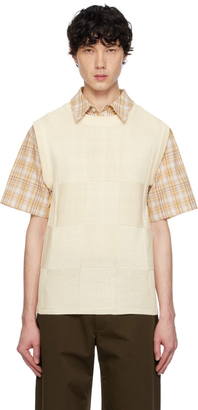 Photo: AFTER PRAY Off-White Damier Knit Vest