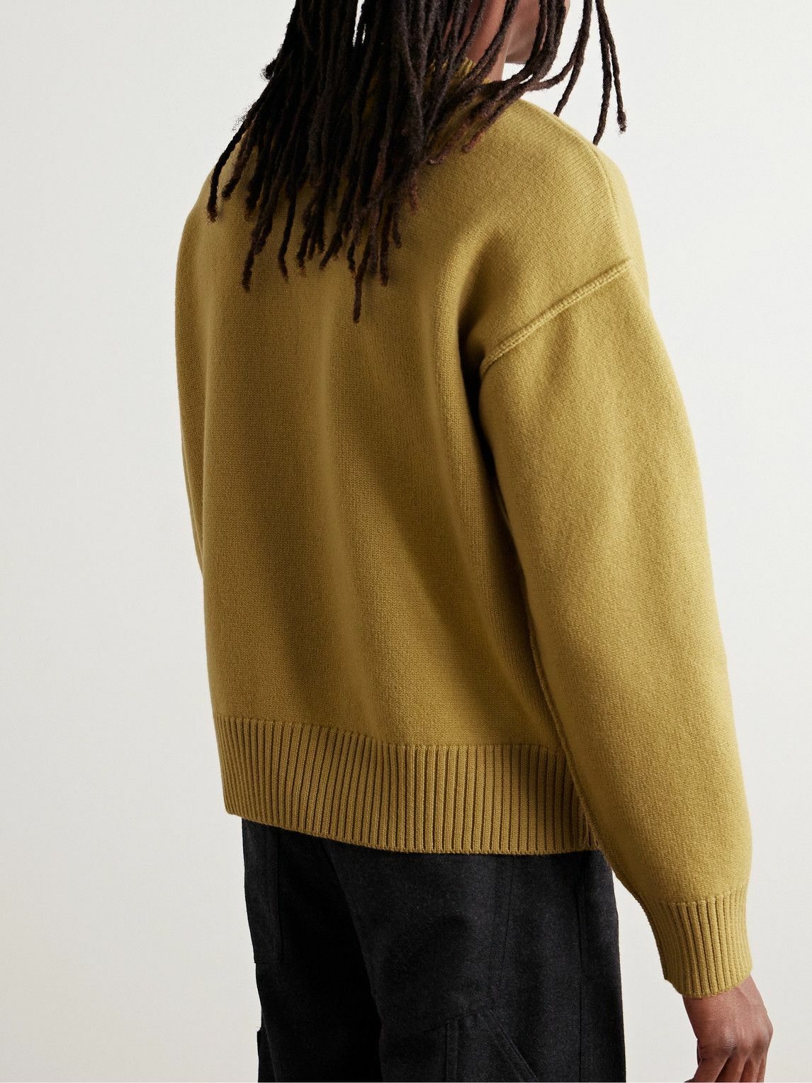 AMI PARIS - Logo-Intarsia Virgin Wool Sweater - Yellow