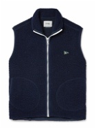 Drake's - Logo-Embroidered Wool-Blend Fleece Gilet - Blue