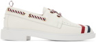 Thom Browne White Diagonal Stripe Boat Shoes