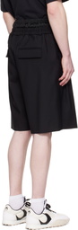 Marine Serre Black Virgin Wool Twill Shorts