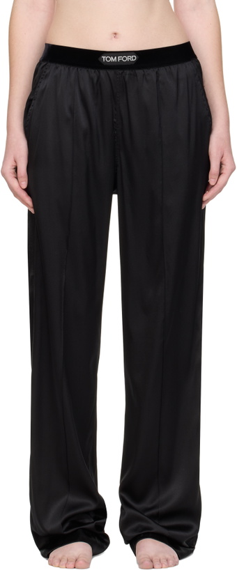 Photo: TOM FORD Black Stretch Silk Satin Lounge Pants