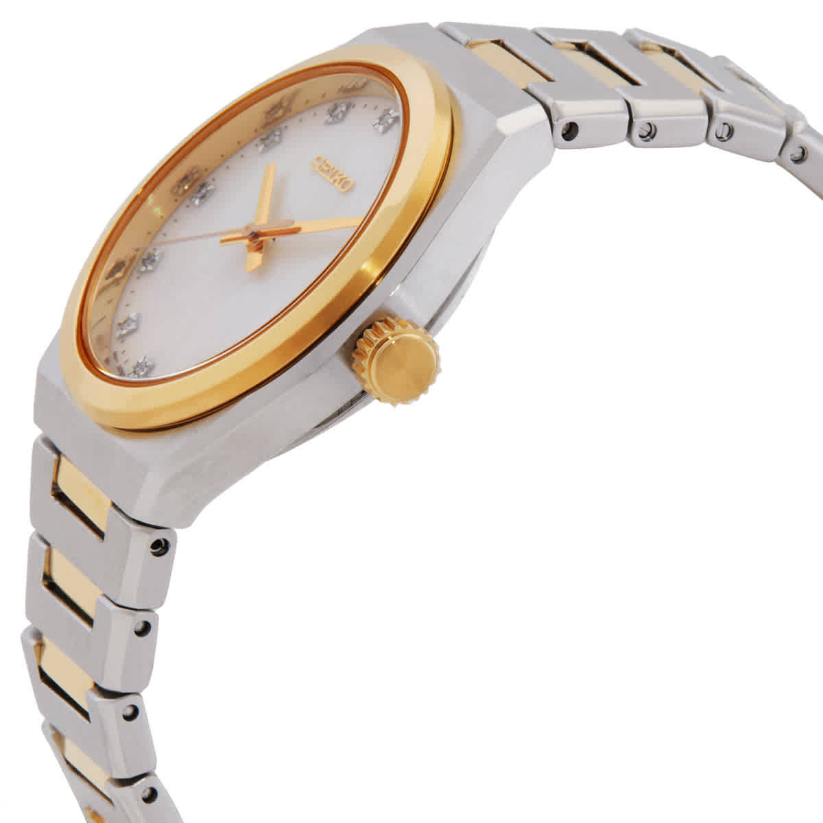 Seiko Quartz White Mother of Pearl Dial Ladies Watch SUR604P1
