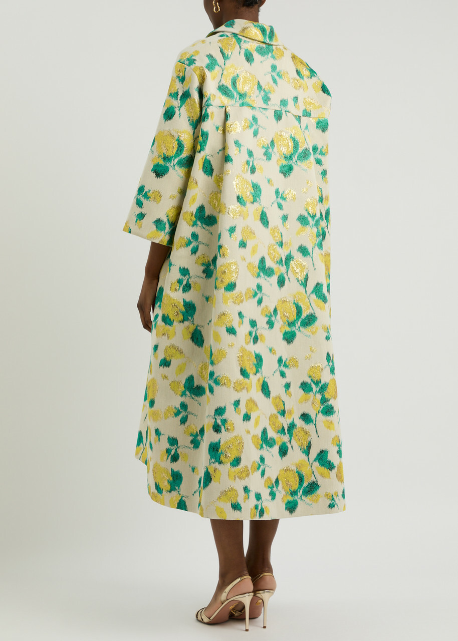 Huishan Zhang Liliane Floral-jacquard Woven Coat Yellow