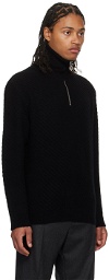 Solid Homme Black Half-Zip Sweater