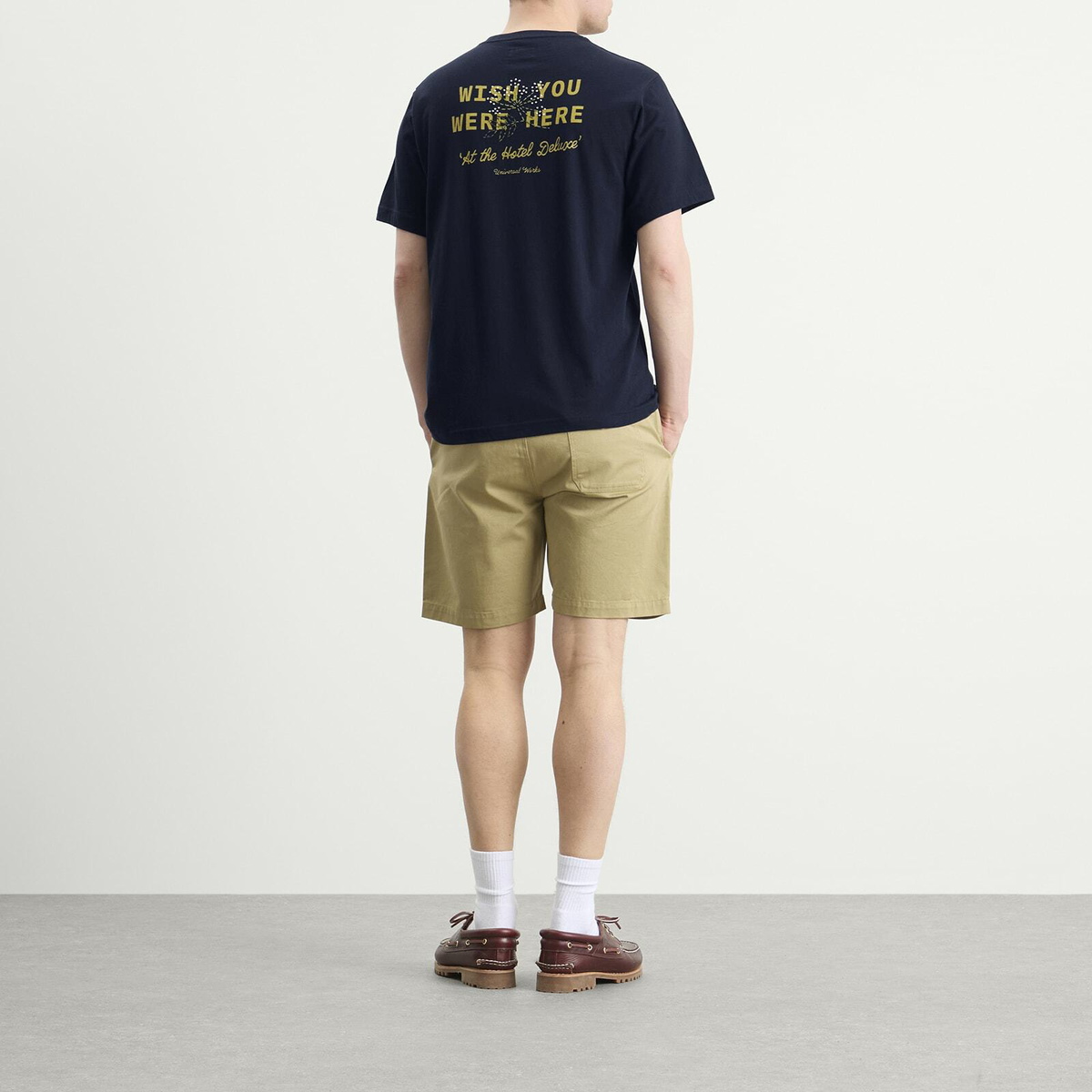 Universal Works Men's Wish You Were Here T-Shirt in Navy