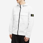 Stone Island Men's Brushed Cotton Canvas Hooded Overshirt in White