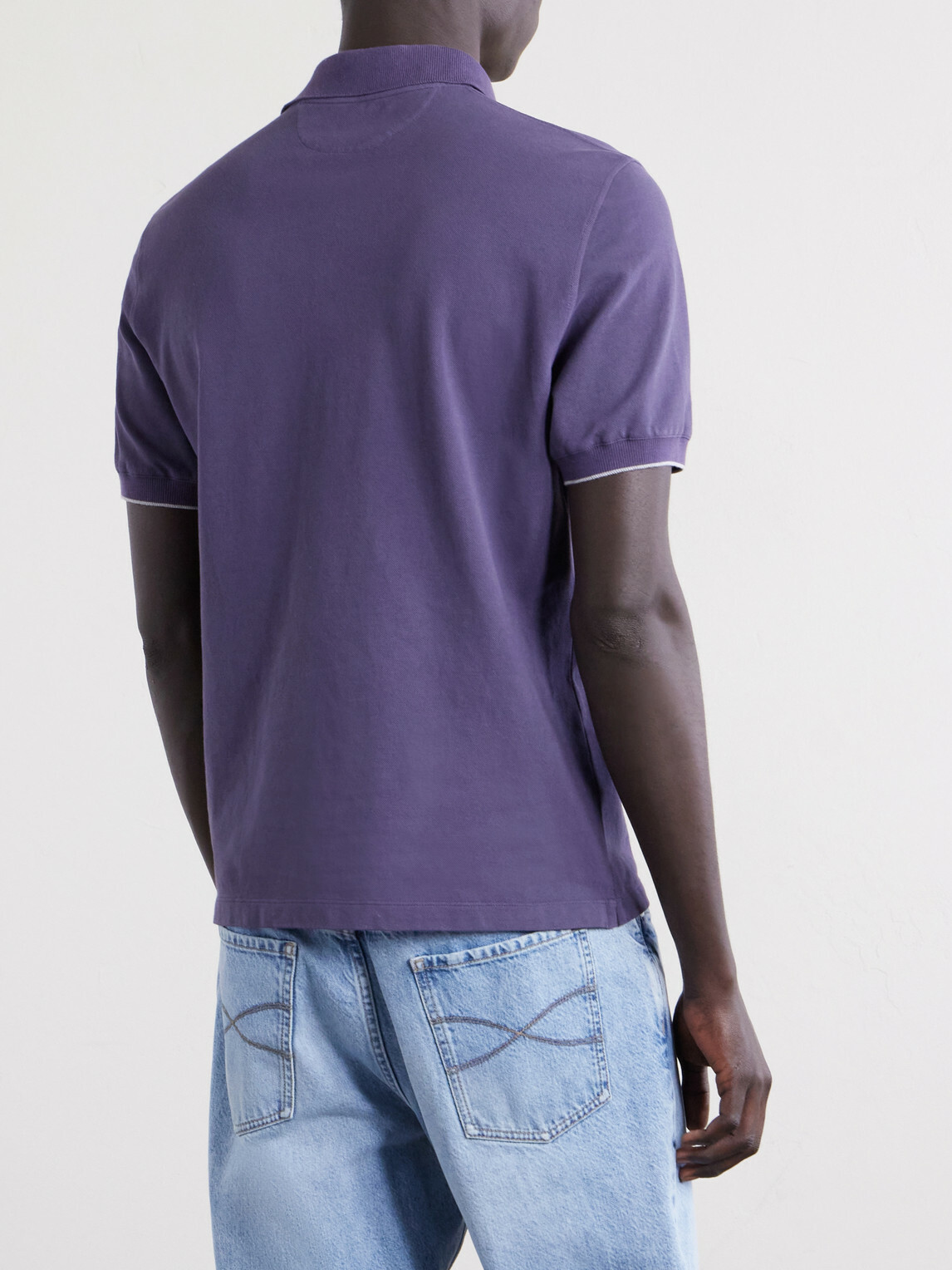 Brunello Cucinelli - Logo-Embroidered Cotton-Piqué Polo Shirt - Purple