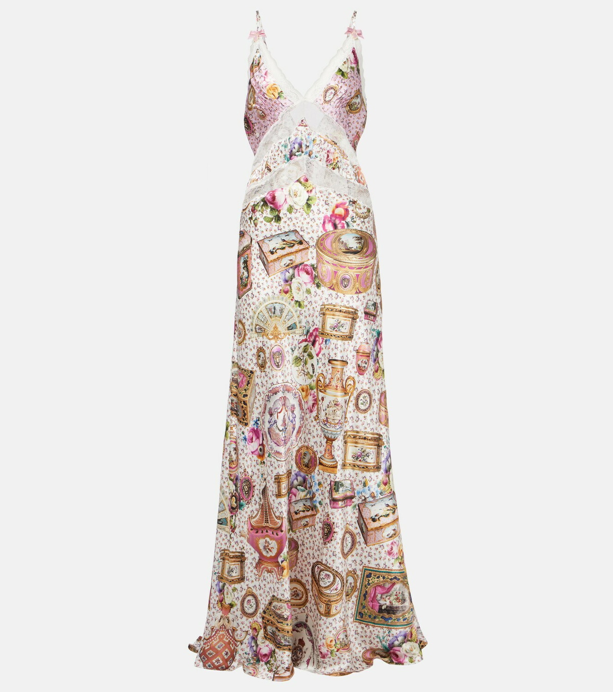 Camilla Lace-trimmed printed silk maxi dress