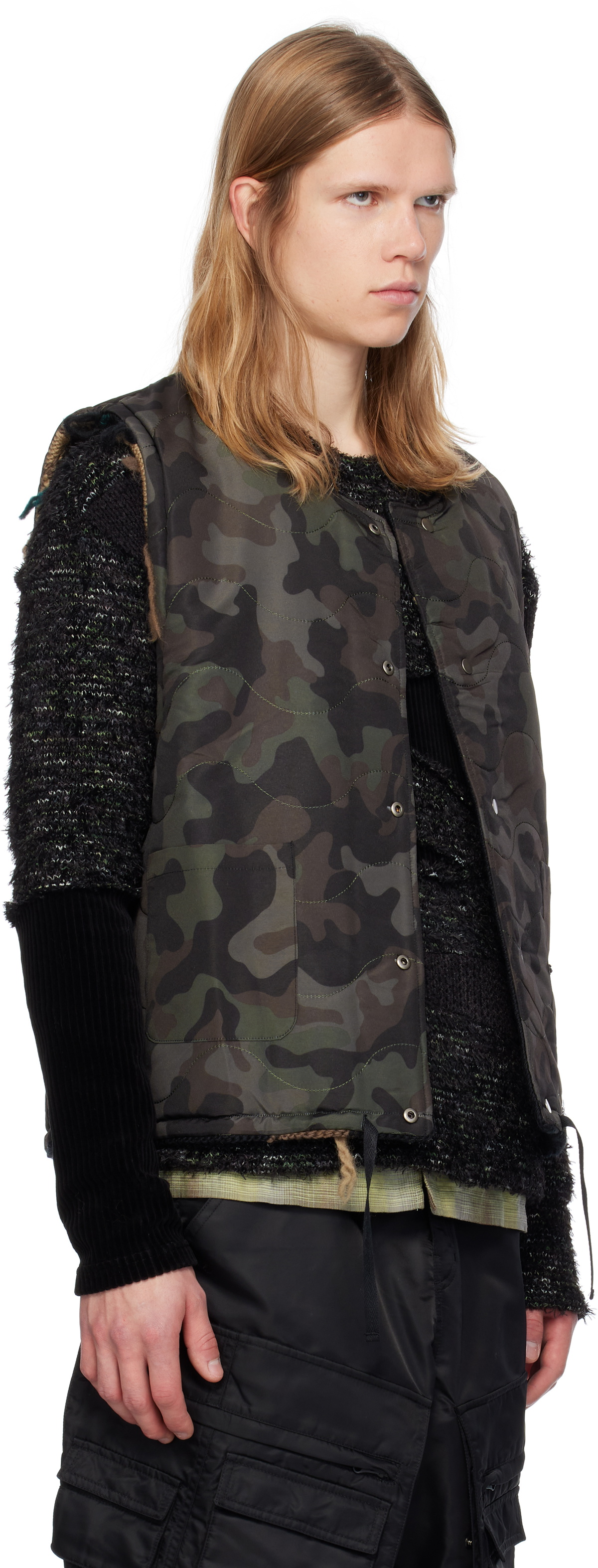 Andersson Bell Black Camouflage Knit Reversible Vest