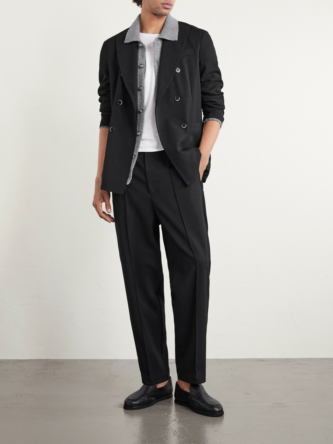 Barena - Ameo Straight-Leg Wool-Hopsack Suit Trousers - Black