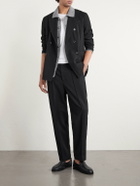 Barena - Ameo Straight-Leg Wool-Hopsack Suit Trousers - Black
