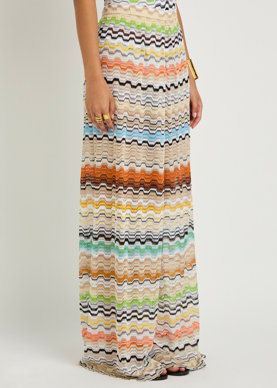 Missoni Patterned Wide-leg Fine-knit Beach Trousers Multicoloured