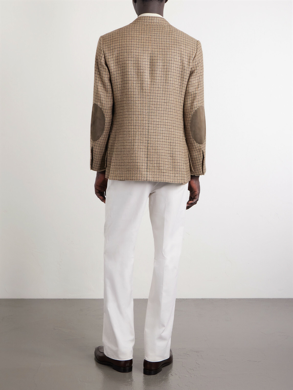 Ralph Lauren Purple label - Kent Suede-Trimmed Checked Linen and Wool-Blend Blazer - Brown