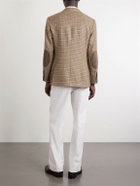 Ralph Lauren Purple label - Kent Suede-Trimmed Checked Linen and Wool-Blend Blazer - Brown