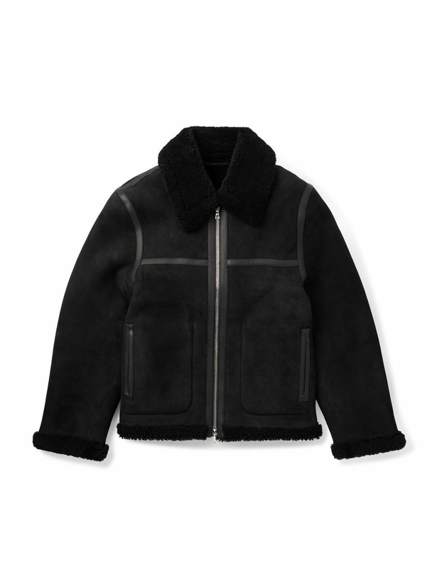 Photo: Officine Générale - Isaac Leather-Trimmed Shearling Jacket - Black