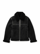 Officine Générale - Isaac Leather-Trimmed Shearling Jacket - Black