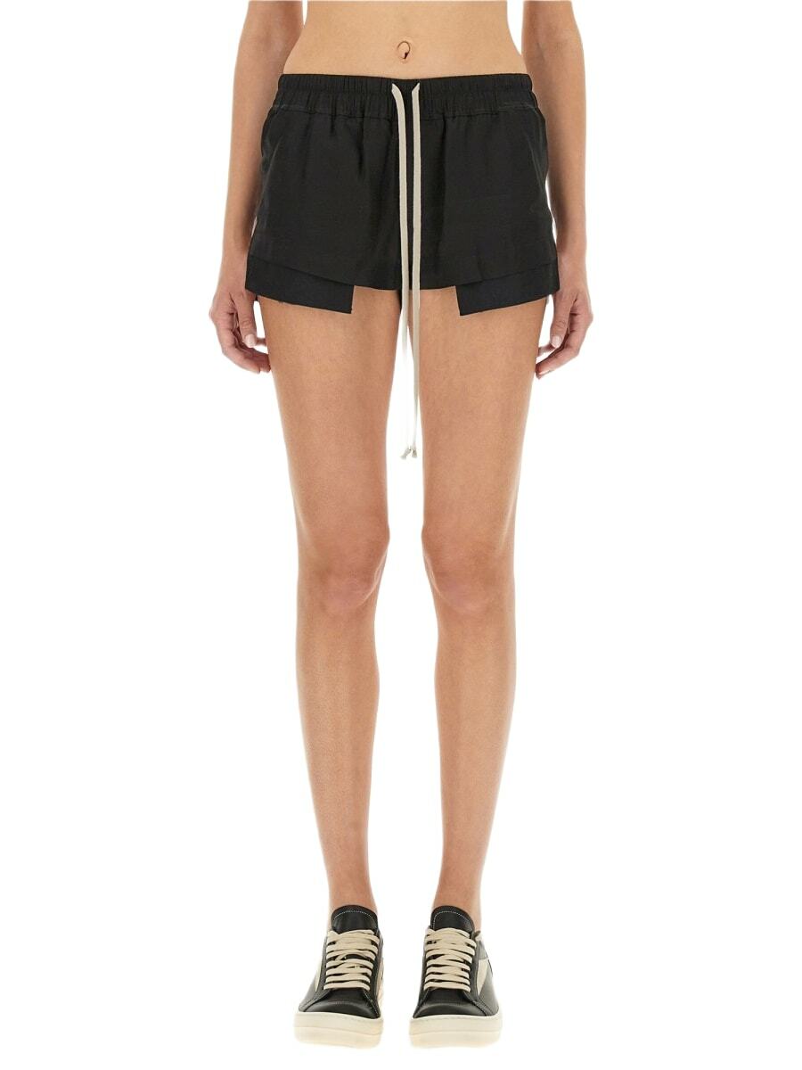 rick owens hollywood fog boxer ショートパンツ Rick Owens Black Hollywood Fog Boxer Leather Shorts Rick Owens