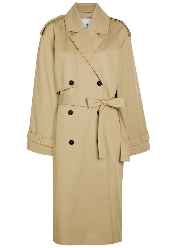 Photo: Anine Bing Rickie Double-breasted Stretch-cotton Trench Coat Beige
