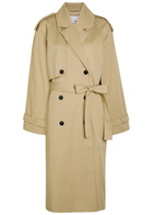 Anine Bing Rickie Double-breasted Stretch-cotton Trench Coat Beige
