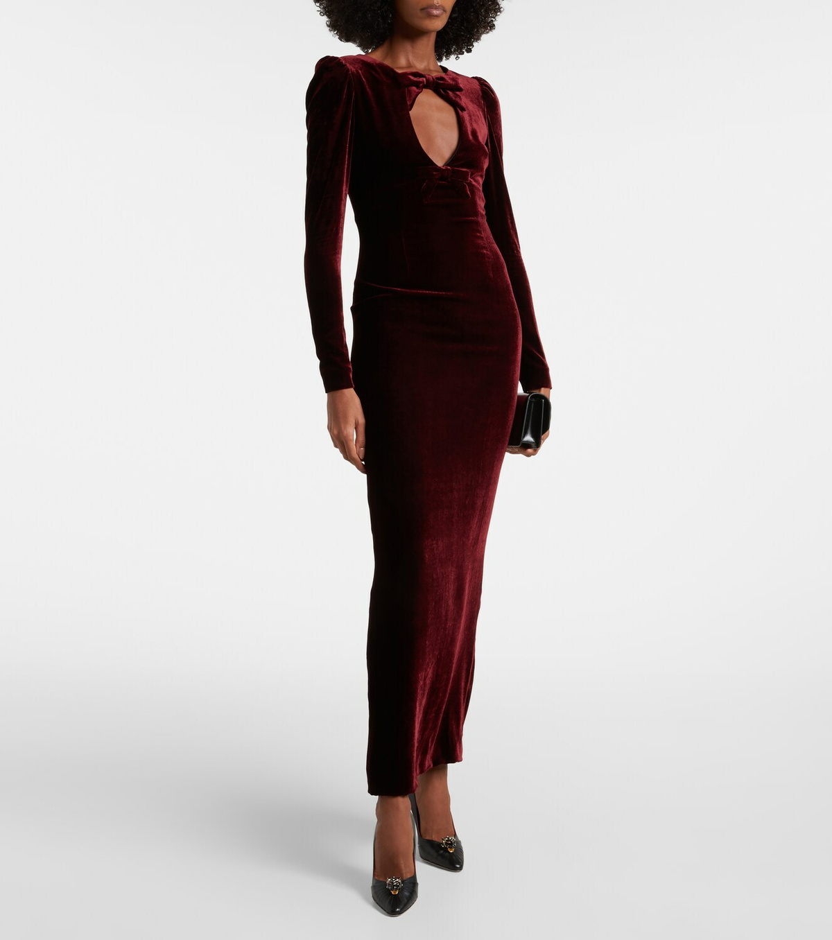 Alessandra Rich Bow-detail cutout velvet gown