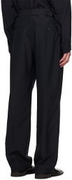 LEMAIRE Black One Pleat Trousers